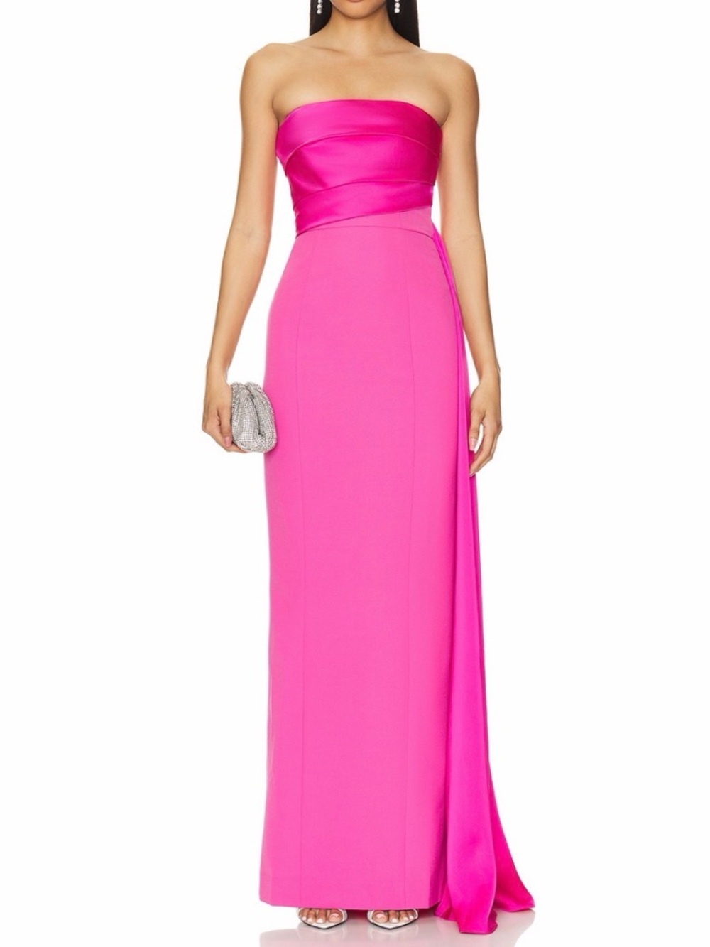 Strapless Fuchsia Evening Gown